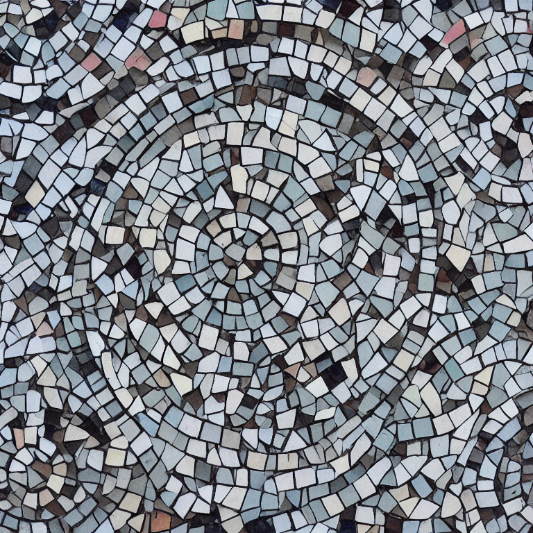 A mosaic of muted blues, grays, and off-whites.